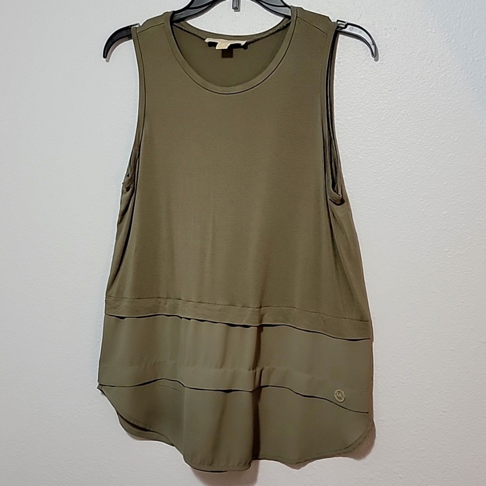 MICHAEL KORS Olive Sleeveless Top size M